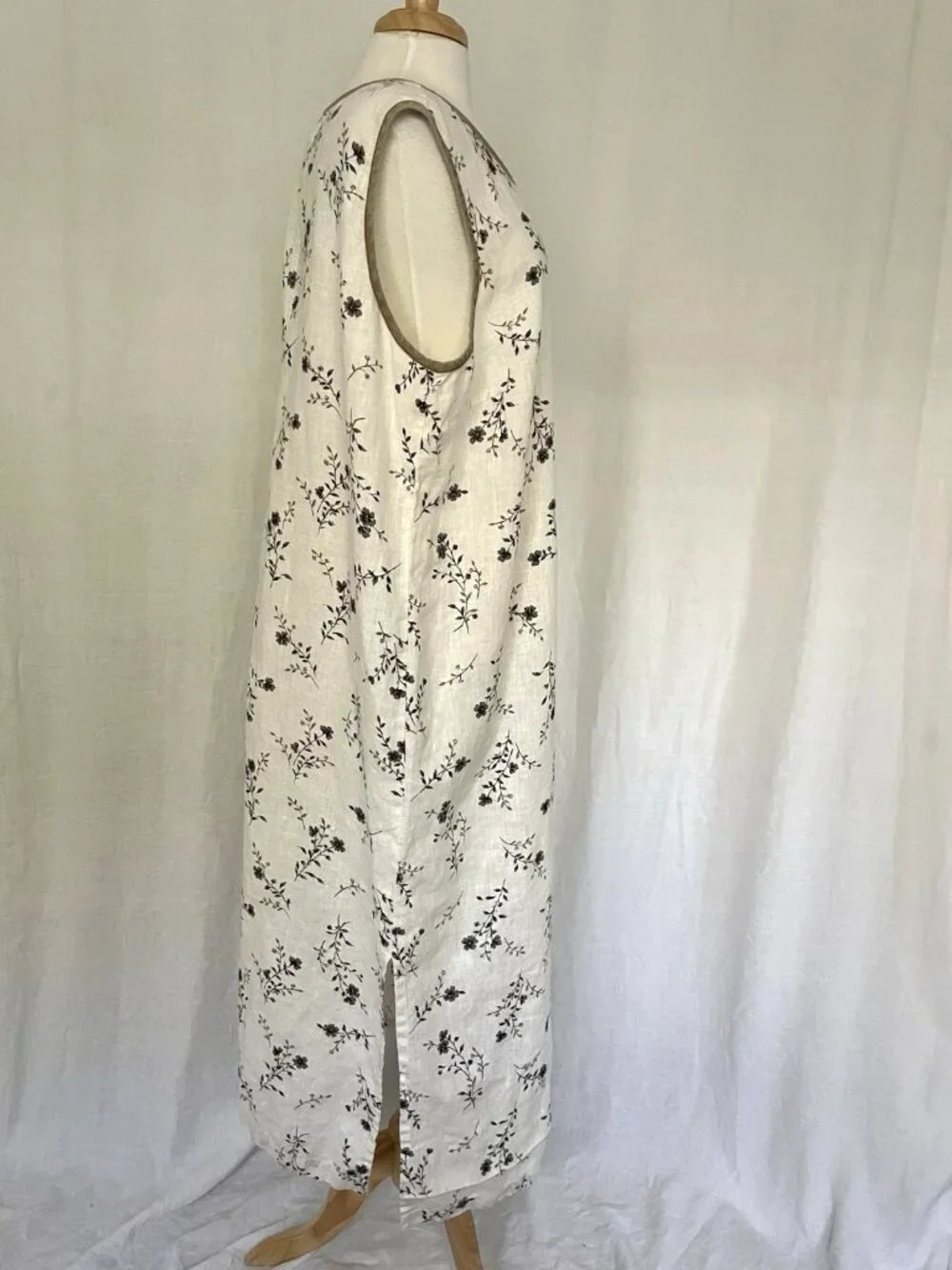Jessica Howard 100% Linen Floral Sleeveless Maxi Dress Cottagecore Farm size 2X